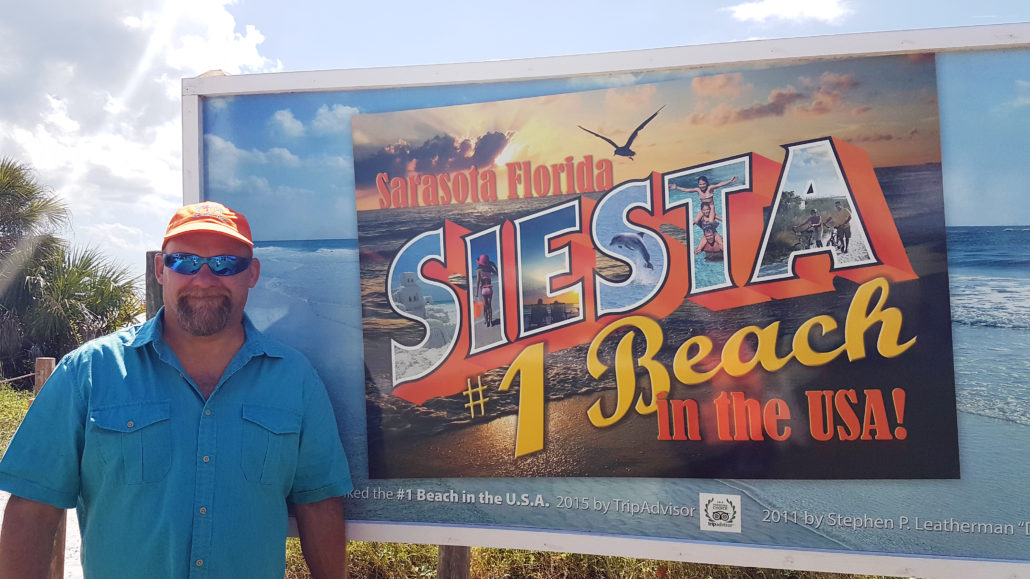 Brian DeCoster in Sarasota Florida at Siesta Beach #1 Beach in the USA