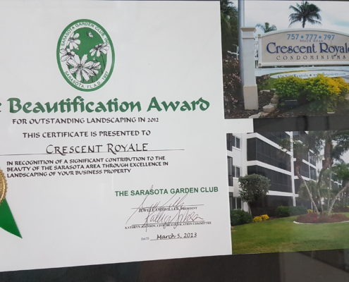 Crescent Royale Condominiums receives the Civic Beautification Award
